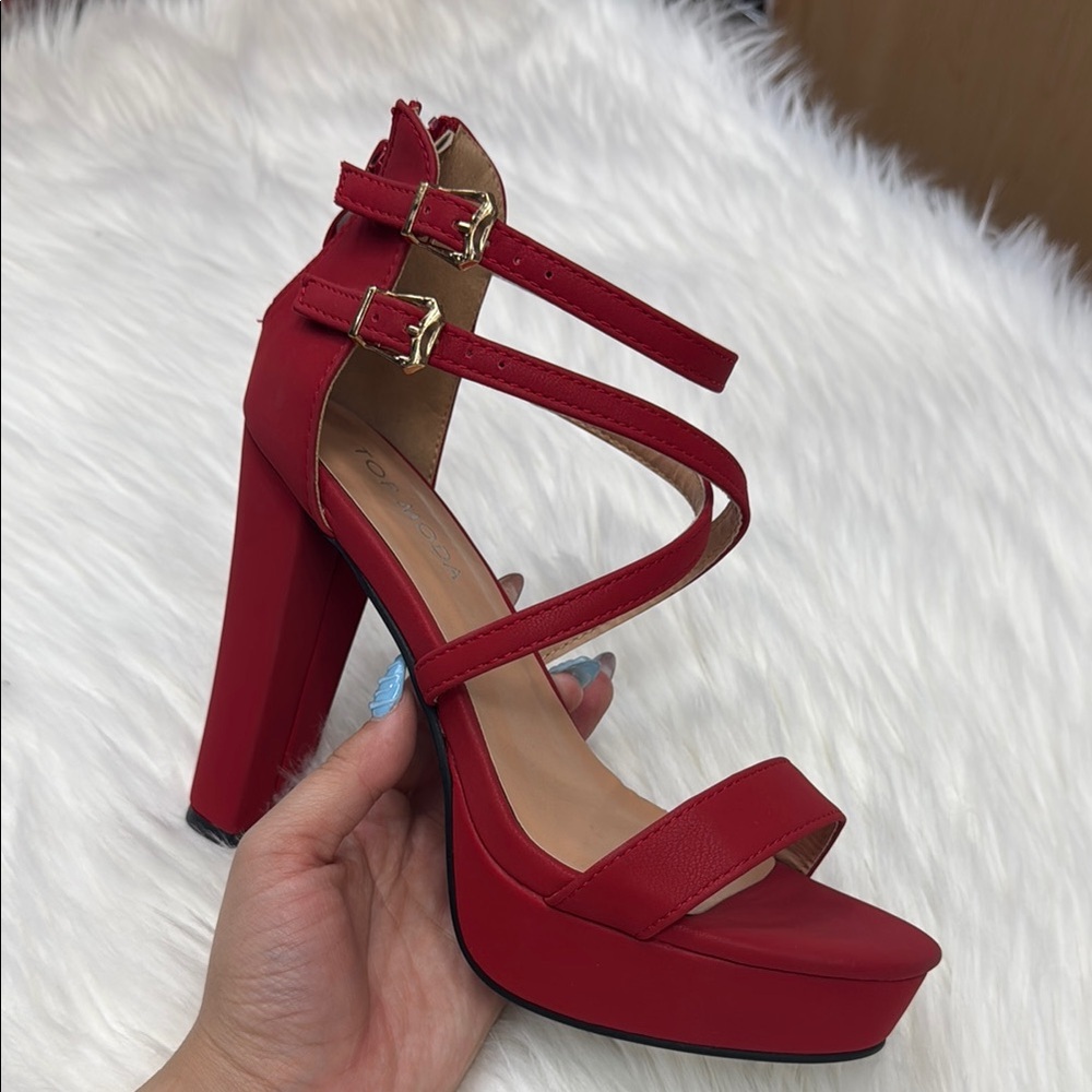 Elegant Red Strappy Heels